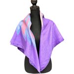 Vintage Purple Abstract Peacock Print Silk Scarf Hand Rolled Edges 40x40" EUC Photo 6