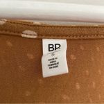 BP Dress Long Sleeve Print Knit Tan Warpy Dot Mini Casual White Neutral Photo 7