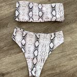 SheIn two piece strapless bandeau bikini snakeskin animal print white medium Photo 3