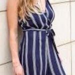 Rails  Serena NWT Blue/White Striped Open Back Jumpsuit Cropped Wide Leg Large Photo 1