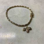 Two Tone Sterling 925 Simulated Stone Tennis Link Bracelet Triple Heart Charm Gold Photo 2