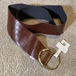 Women’s Barkwood Brown Wide Belt with Gold Buckle L NWT Size L Photo 0