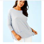 Lilly Pulitzer Cobo Boatneck Sweater Coastal Blue Gold Stripe Oversized {3Q27} Photo 1