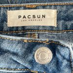 PacSun SZ 28 High-Rise Jean Shorts Lace-Up Sides Frayed Hems Medium Wash Blue Photo 3