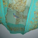 Vanessa Virginia 4 Silk Birds Long Sleeved Square Neck Top Green Photo 4