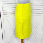 J. Crew The Pencil Skirt Cotton Neon Yellow Size 2 Knee Length Photo 3