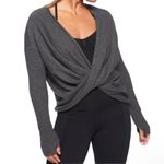 Athleta Finale Wool Cashmere Convertible Twist Cropped Gray Sweater size Small Photo 0