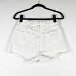 Agolde Parker High Waisted Raw Edge Cut Off Mini Jean Shorts Platinum White 26 Photo 3
