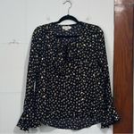 Molly Bracken  Black and Gold Floral Blouse Size Small Photo 1