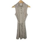London Times Beige Crochet Lace Sleeveless Collared Dress Size 4 Belted Neutral Photo 1