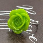 Vintage Y2K Lime Green Floral Rose Stainless Steel Adjustable Ring Photo 7