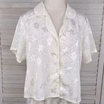 D'AMATO Vintage 80's/90's Floral Satin Shortie Pajama Set Ivory Photo 1