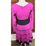 Eshakti  Fit n Flare Bright Pink Dress Size 0 XS black stripes long sleeve Photo 2