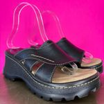 MIA Black Leather Wide Strap Lug Sole Platform Slip-On Sandal Sz 7 - 90s Y2K Photo 0
