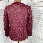 Chico's Zenergy by Chico’s Quilted Embroidered Puffer Moto Jacket Maroon Red Small Photo 3