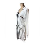 NWOT Aaron & Amber White Cardigan with Black Trim and Belt Women size Large Photo 7