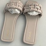 Qupid Warm Gray Braided Leather Strap Flat Slide Sandals Shoes Size 8 New Photo 3