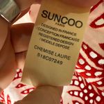 Serie Suncoo White Collar Button Down Top Red Eyelet Detail Size T1 Small Photo 5