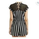 No Boundaries Juniors  Romper Navy Blue Striped Size XXL 19 White Lace Back EUC Photo 4