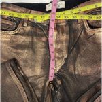 We The Free Maggie mid-rise destroyed raw crop hem shiny metallic cooper button fly jean Photo 8