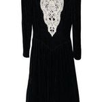 Jessica McClintock Vintage Bridal Black Velvet Lace Crochet Dress Photo 0