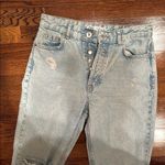 ZARA high rise Straight crop Leg Jeans with Distressed Hem Photo 3