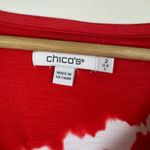 Chico's Tie Dye V-Neck Short Sleeve Tee Size 2 Large Americano Patriotic Summer Photo 6