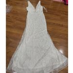 Mac Duggal  wedding Plunge Sequined White Floor Length Maxi on Queenly size 8 Photo 7