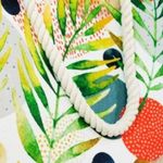 TROPICAL LEAF WITH FLOWER PRINT & ABSTRACT TOTE BAG Photo 2