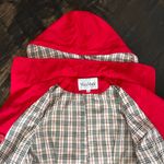 Max Mara  Women’s Red Hooded Jacket Coat Plaid Lining size Medium Outerwear Photo 4