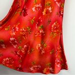 Vtg Y2K Silk Mini Dress Tropical Floral Hawaiian Sz Small Orange Red Photo 7