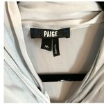 Paige Saffron Satin Silver White Gray tie plunge neck bodysuit long sleeve top Photo 5