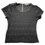 89th & Madison‎ Black Crochet Front Dress Shirt Large Photo 1