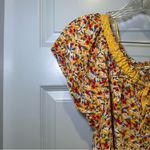 easel  Mustard Yellow Floral V Neck Short Sleeve Top size M Photo 4