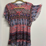 One World Bohemian Floral Flutter Sleeve Women's Top Photo 0