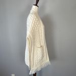 Aran Craft Irish Cable Knit Pocket Shawl Poncho Sweater OS Ivory Merino Wool Size undefined Photo 5