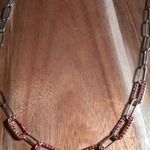 Red Austrian Crystal Paperclip Ion Plated Rose Gold Stainless Steel Necklace Photo 4