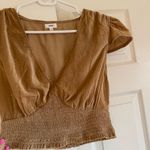 Aerie  small tan brown velour v neck crop tshirt lounge comfy Photo 8