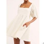Free People  Violet Mini Dress White Textured Puff Sleeves Small Photo 0