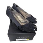 Adrianna Papell Jude Heels Shoes 7.5 Wide Black Satin Lace Special Occasion Photo 12