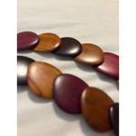 Wooden Disc Necklace and Earrings Set Brown Purple Statement Jewelry Women Photo 3