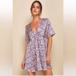 Lulus  Size Large NWT Express Yourself Blush Pink Floral Satin Babydoll Dress Photo 2