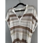 Chico's NWD Tan & White Loose Knit Pullover Tassel Tie Swim Suit Coverup US Large Photo 4