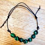 Malachite adjustable slide knot bracelet Green Photo 0