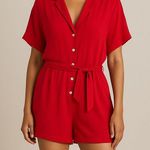 For Days Cherry‎ Red SS Utility Romper Size M Photo 0