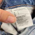 American Eagle Light Wash Distressed Curvy High Rise Mini Jean Skirt Womens 2 Photo 4