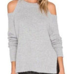J.O.A. Gray Angora Blend Cold Shoulder Sweater Size Medium Photo 0