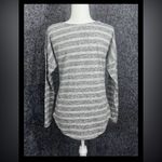Crochet Long Sleeve Gray White Classic Pullover Shirt Soft Women Size Small Photo 2
