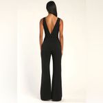 Lulu's Black and Silver Sleeveless Jumpsuit Size L Photo 2