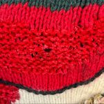 Vintage hand knit Holiday Santa cotton angora ugly sweater Large Green Photo 5